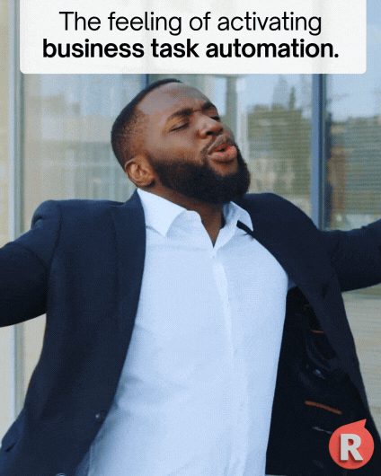 Happy Business Man who has actvated automation