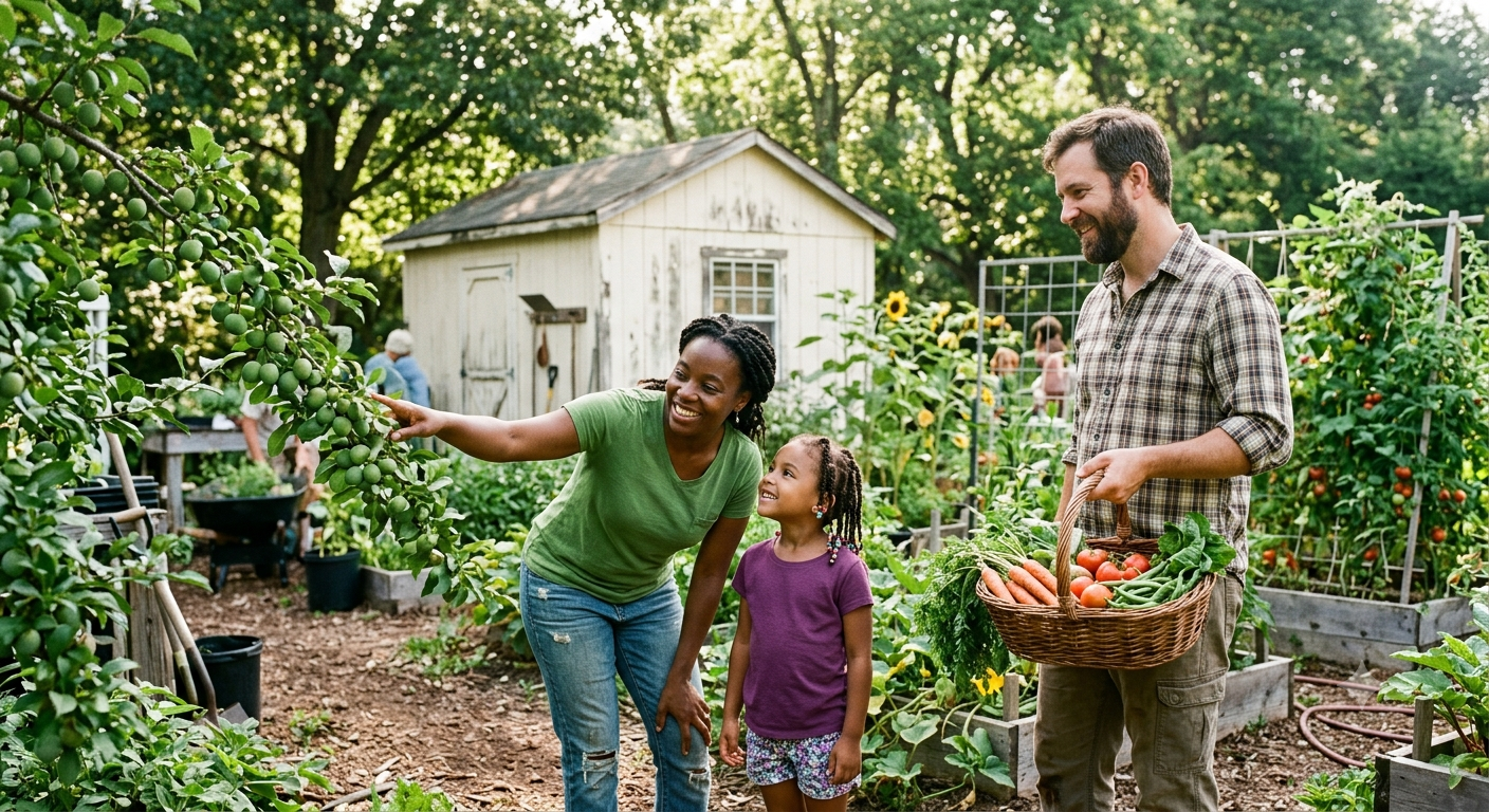 People gathering outdoors, representing Pickahroo’s local harvest-sharing experience between tree owners and nearby pickers.